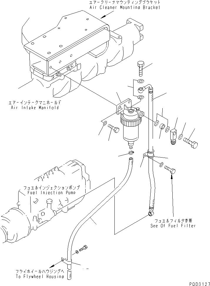 Komatsu parts book diagram for S6D125E-2C-6 S/N 60721-UP: WATER SEPARATOR MOUNTING(#62324-)