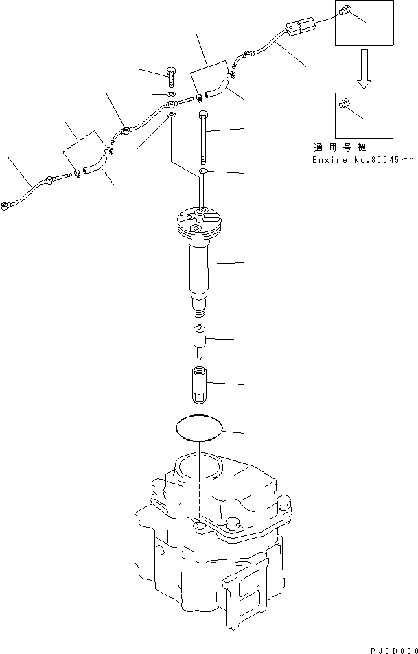 Komatsu parts book diagram for S6D125E-2C-6 S/N 60721-UP: INJECTION NOZZLE(#81692-)