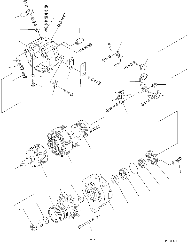 Komatsu parts book diagram for S6D125E-2C-6 S/N 60721-UP: ALTERNATER (50A) (WITH NON HARDENING PULLEY) (INNER PARTS)(#60863-)