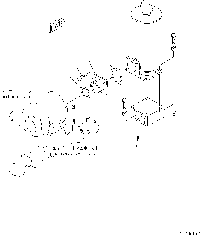 Komatsu parts book diagram for S6D125E-2C-6 S/N 60721-UP: MUFFLER MOUNTING(#81455-)