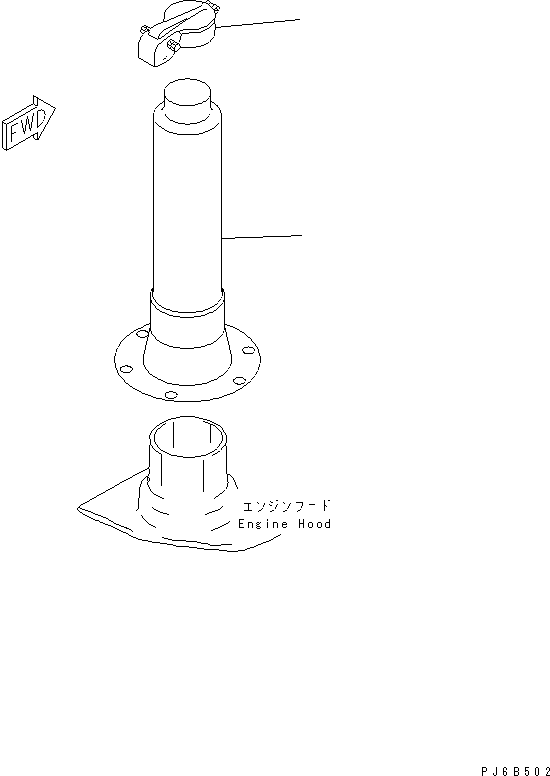 Komatsu parts book diagram for S6D125E-2C-6 S/N 60721-UP: EXHAUST PIPE (BLACK EXHAUST PIPE¤ 755MM)(#81455-)