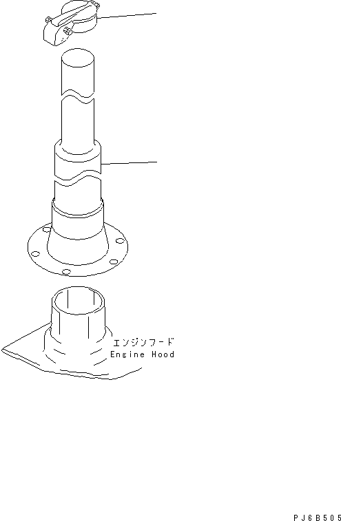 Komatsu parts book diagram for S6D125E-2C-6 S/N 60721-UP: EXHAUST PIPE (BLACK EXHAUST PIPE¤ 1712MM)(#81455-)