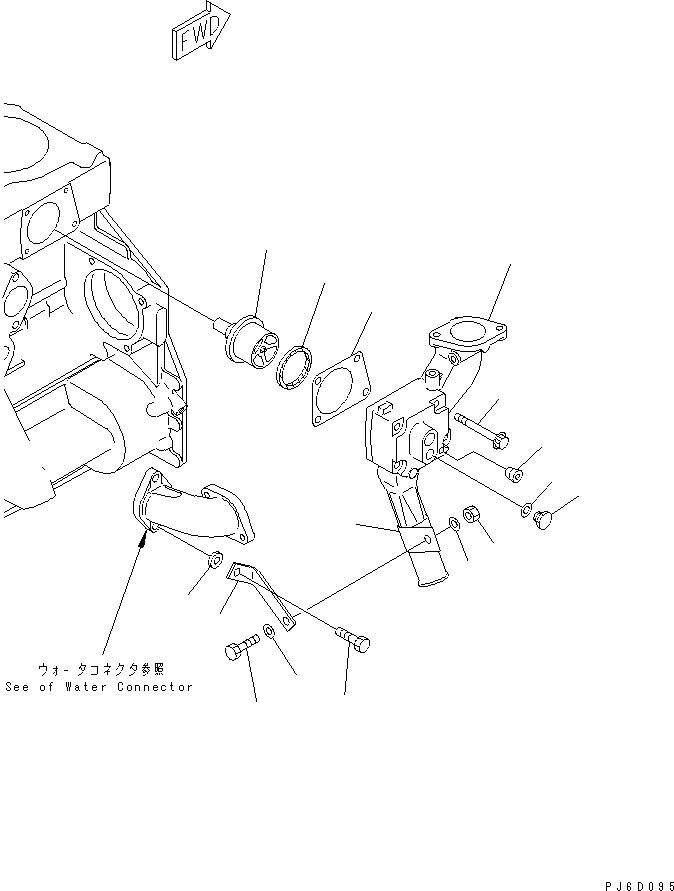 Engines Komatsu / S6D125E-2F-6 S/N 60721-UP(s6d1208c) / THERMOSTAT HOUSING(#87595-)(030150 : A1730-A3J2)