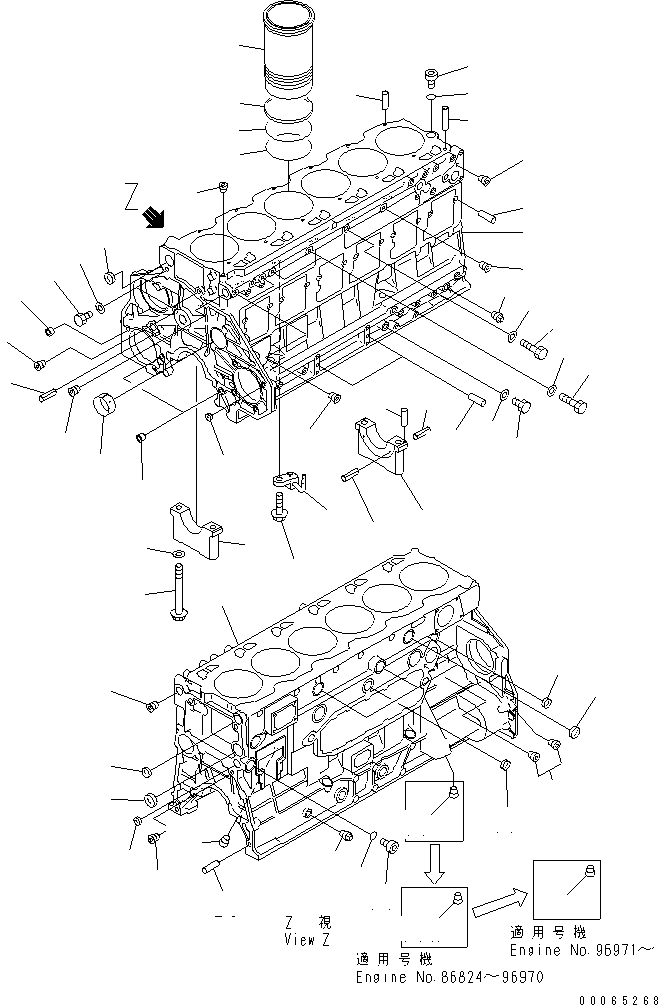 Engines Komatsu / S6D125E-2F-6 S/N 60721-UP(s6d1208c) / CYLINDER BLOCK(#76476-)(030160 : A2010-A3B8)
