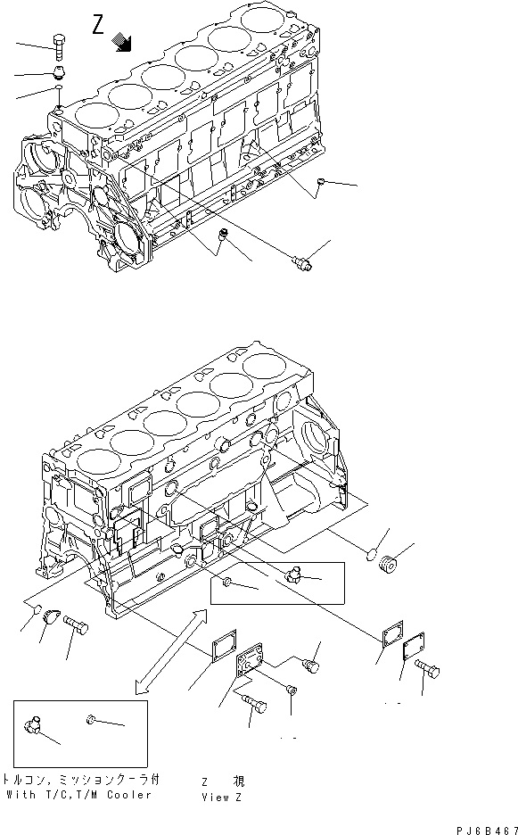 Engines Komatsu / S6D125E-2F-6 S/N 60721-UP(s6d1208c) / CYLINDER BLOCK BLIND COVER AND PLUG (TRIMMING SPEC.)(#76476-)(030170 : A2011-A3E9)