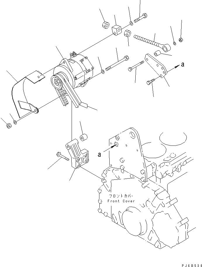 Engines Komatsu / S6D125E-2F-6 S/N 60721-UP(s6d1208c) / ALTERNATOR MOUNTING (50A) (WITH HARDENING PULLEY)(#73858-)(030750 : A6010-A3R9)