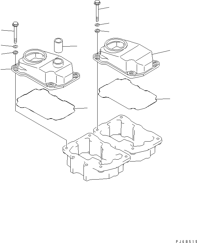 Komatsu parts book diagram for S6D125E-2J-6 S/N 60721-UP: HEAD COVER(#75758-80914)