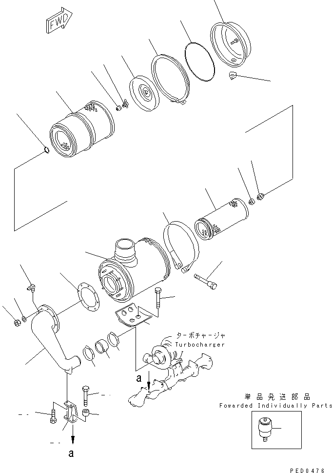 Komatsu parts book diagram for S6D125E-2J-6 S/N 60721-UP: AIR CLEANER(#64848-81642)