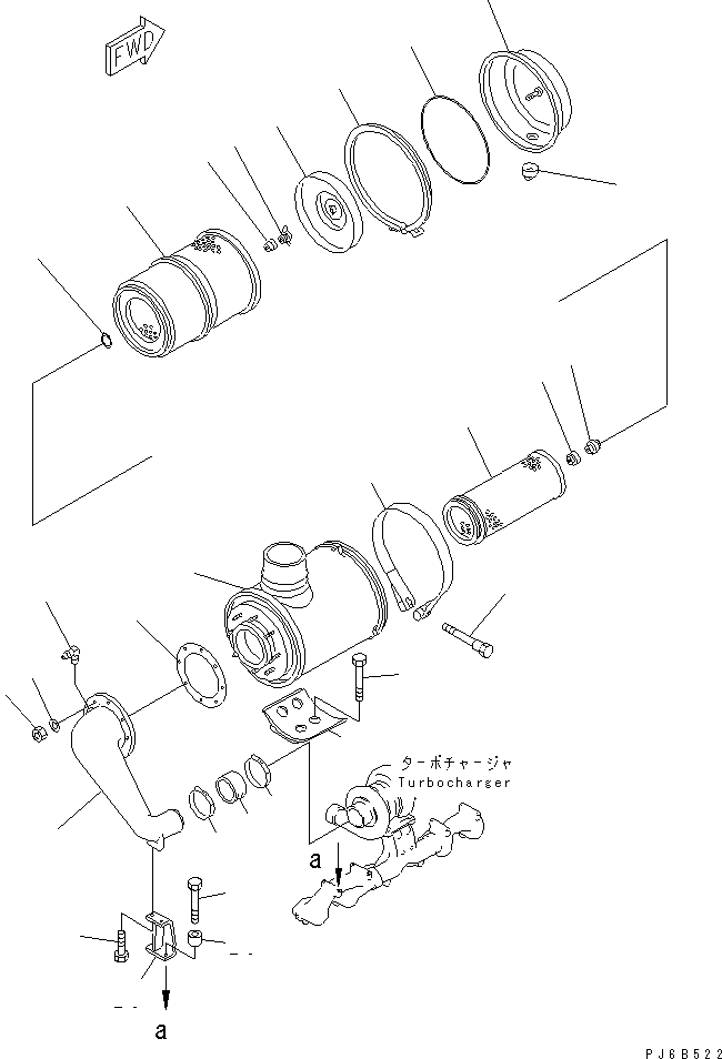 Komatsu parts book diagram for S6D125E-2J-6 S/N 60721-UP: AIR CLEANER MOUNTING(#81643-)