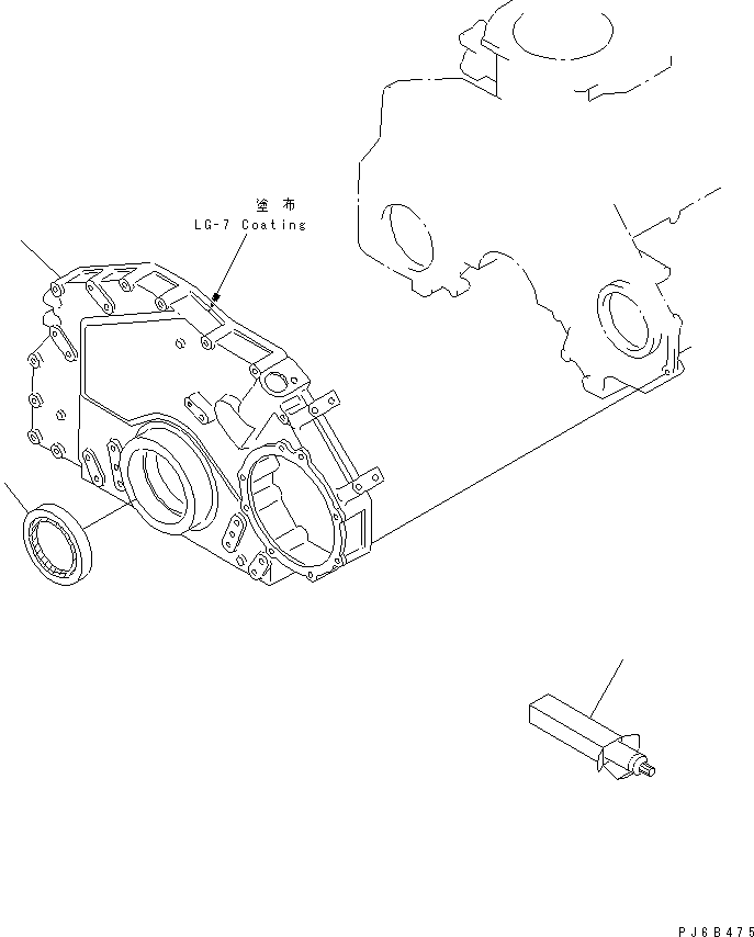 Komatsu parts book diagram for S6D125E-2J-6 S/N 60721-UP: FRONT COVER(#75758-)