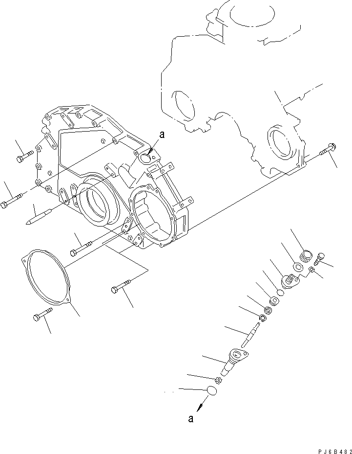 Komatsu parts book diagram for S6D125E-2J-6 S/N 60721-UP: FRONT COVER MOUNTING(#75758-)