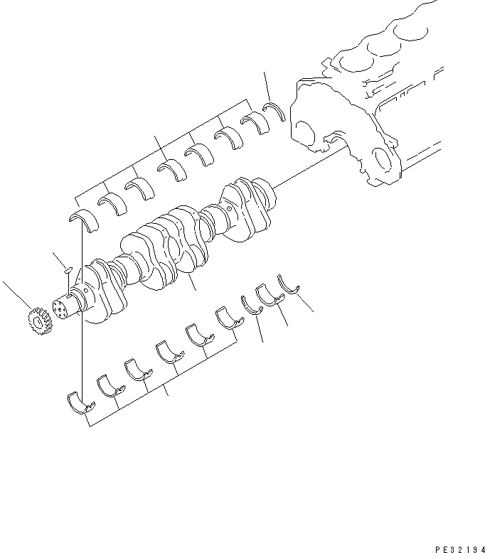 Komatsu parts book diagram for S6D125E-2J-6 S/N 60721-UP: CRANKSHAFT
