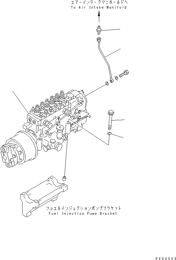 Komatsu parts book diagram for S6D125E-2J-6 S/N 60721-UP: FUEL INJECTION PUMP MOUNTING(#64848-66972)