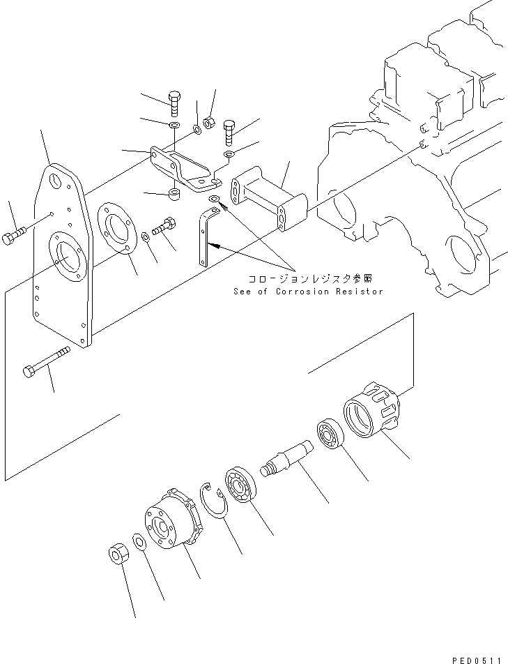 Komatsu parts book diagram for S6D125E-2J-6 S/N 60721-UP: FAN DRIVE(#64848-)