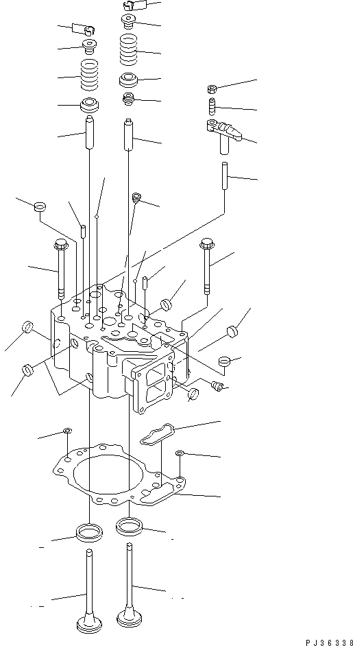 Komatsu parts book diagram for S6D125-1VV-FA S/N 10001-UP: CYLINDER HEAD(#35323-48087)