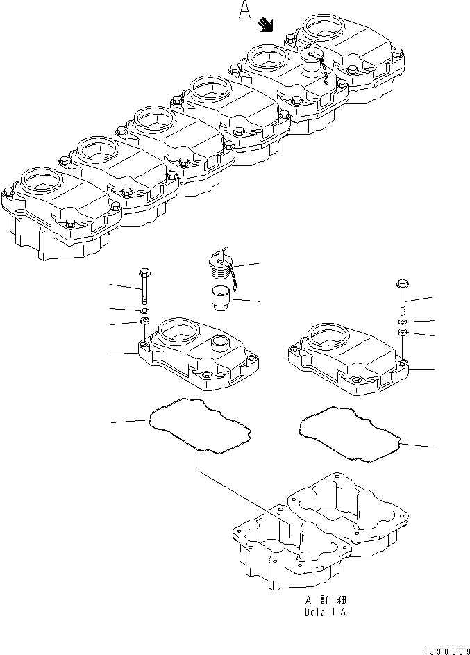 Komatsu parts book diagram for S6D125-1VV-FA S/N 10001-UP: HEAD COVER(#13137-)