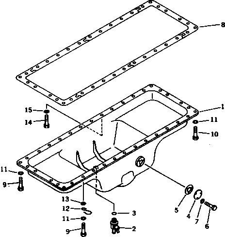 Komatsu parts book diagram for S6D125-1VV-FA S/N 10001-UP: OIL PAN (B SPEC.)(#47234-)