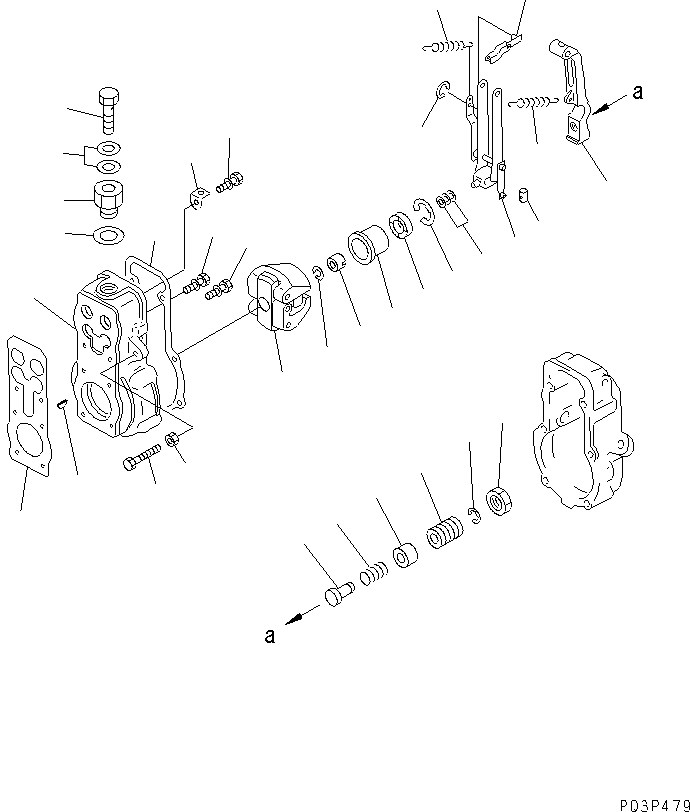 Komatsu parts book diagram for S6D125-1VV-FA S/N 10001-UP: FUEL INJECTION PUMP (GOVERNOR) (1/2) (INNER PARTS)(#35323-)