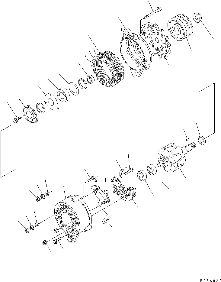 Komatsu parts book diagram for S6D125-1VV-FA S/N 10001-UP: ALTERNATOR (25A) (INNER PARTS)(#19761-)
