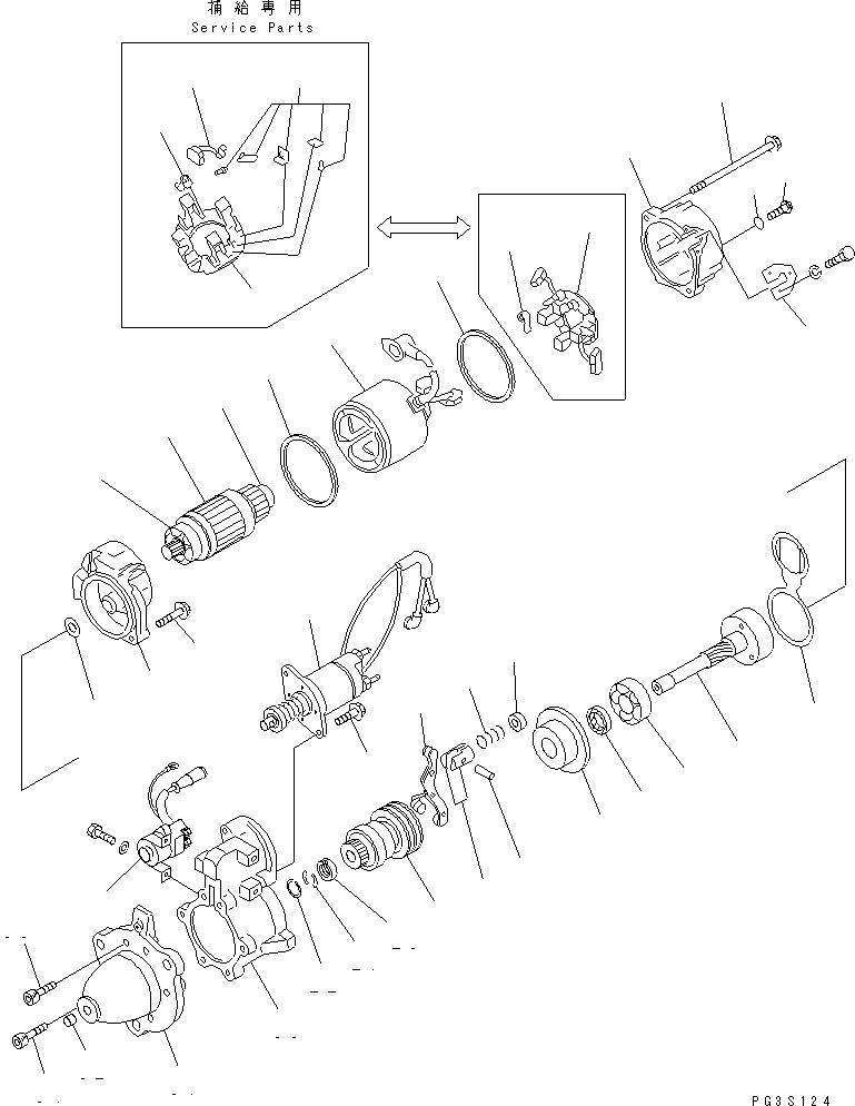 Komatsu parts book diagram for S6D125-1VV-FA S/N 10001-UP: STARTING MOTOR (11KW) (INNER PARTS) (B SPEC.)(#47234-)
