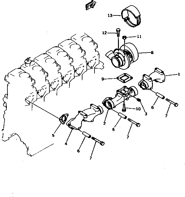 Engines Komatsu / S6D125-1VV-FT S/N 10001-UP(s6d120lc) / EXHAUST MANIFOLD AND TURBOCHARGER(#48088-)(030070 : A1510-01A8A)