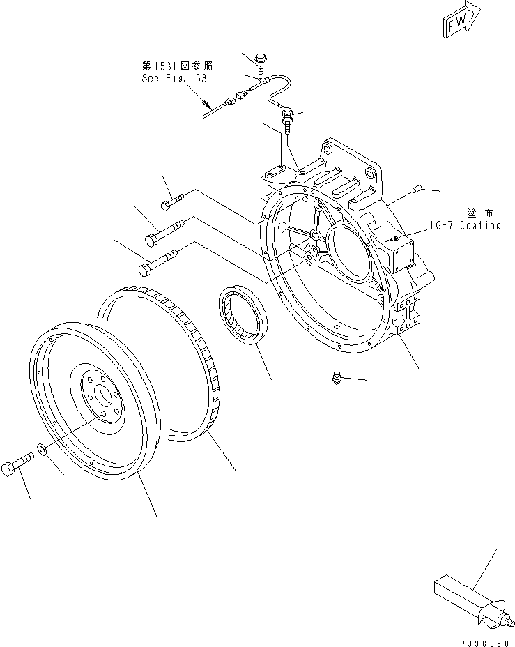 Engines Komatsu / S6D125-1VV-FT S/N 10001-UP(s6d120lc) / FLYWHEEL AND FLYWHEEL HOUSING(#35323-)(030150 : A2210-01B4)