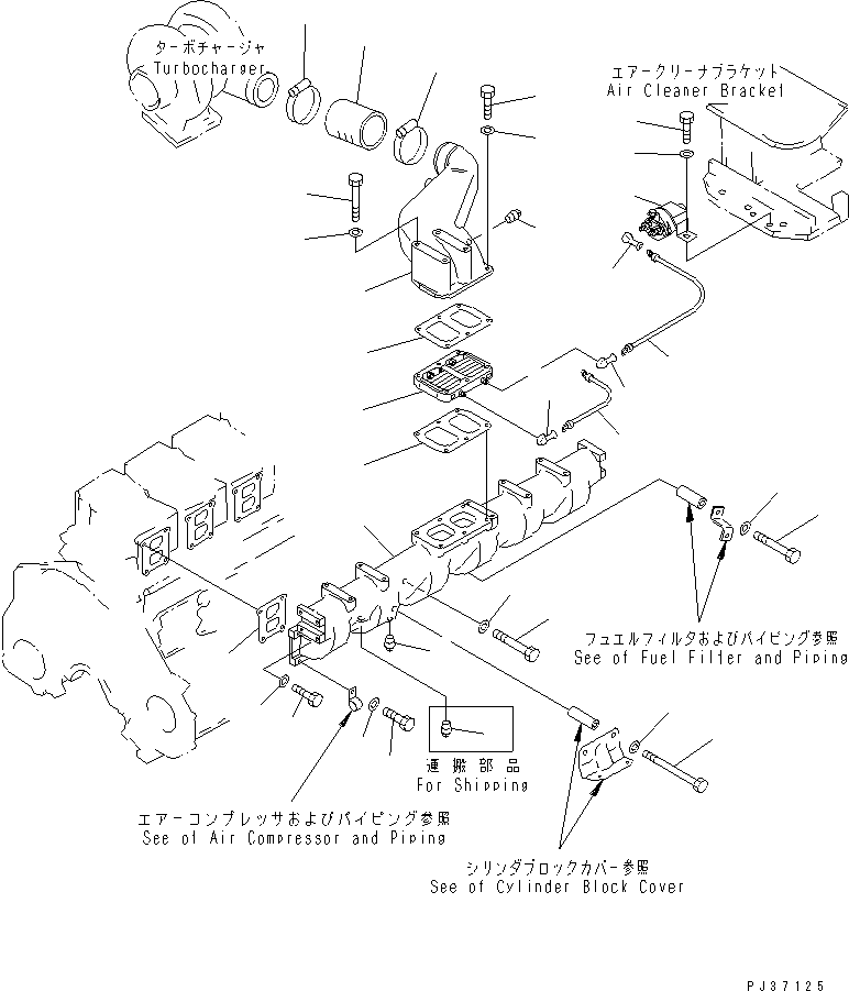 Engines Komatsu / S6D125-1XX-FA S/N 10001-UP(s6d1212c) / AIR INTAKE MANIFOLD AND CONNECTION(#26688-)(030030 : A1310-01B4)