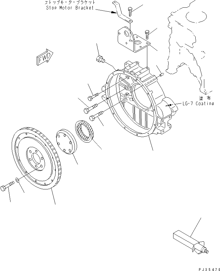 Engines Komatsu / S6D125-1XX-FA S/N 10001-UP(s6d1212c) / FLYWHEEL AND FLYWHEEL HOUSING(#11574-)(030140 : A2210-01B5)