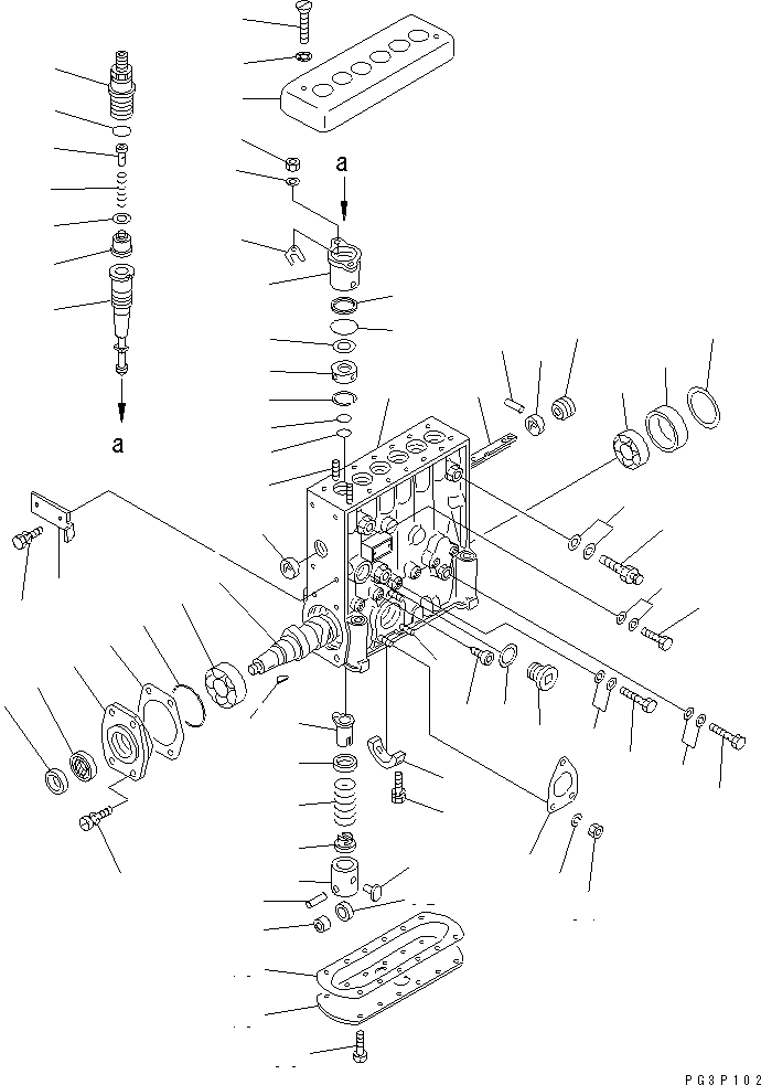 Komatsu parts book diagram for S6D125-1XX-FA S/N 10001-UP: FUEL INJECTION PUMP (PUMP) (INNER PARTS)(#38383-)