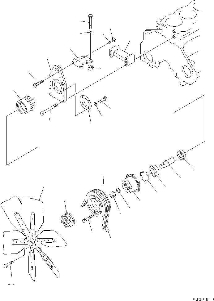 Engines Komatsu / S6D125-1XX-FA S/N 10001-UP(s6d1212c) / COOLING FAN AND MOUNTING(#38383-)(030340 : A5110-01B6)