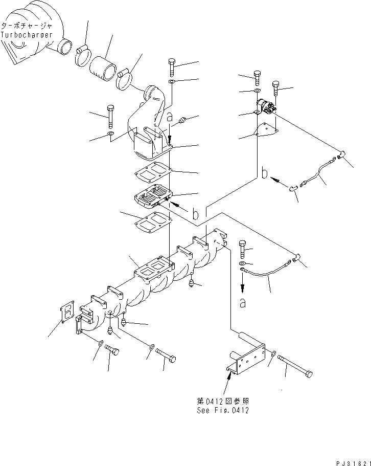 Komatsu parts book diagram for S6D125-1QQ-FA S/N 10001-UP: AIR INTAKE MANIFOLD AND CONNECTION(#28434-)