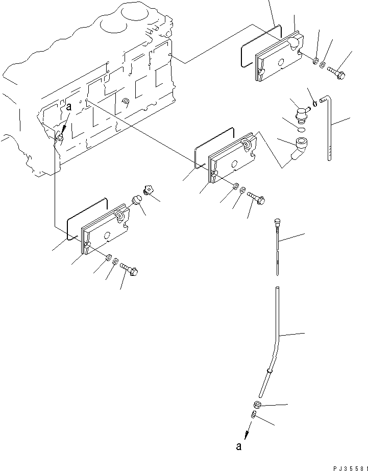 Komatsu parts book diagram for S6D125-1QQ-FA S/N 10001-UP: CYLINDER BLOCK COVER(#28434-)