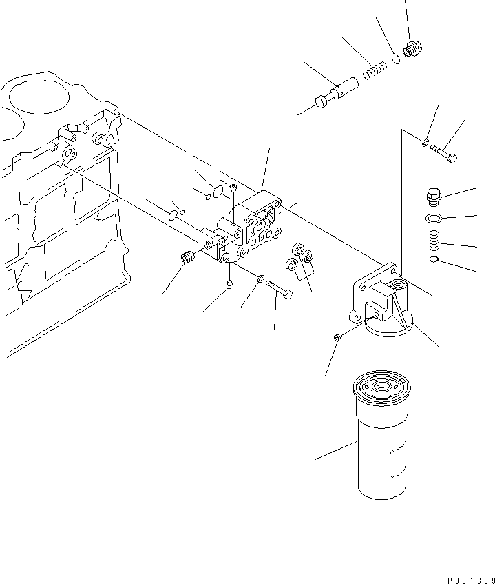 Komatsu parts book diagram for S6D125-1QQ-FA S/N 10001-UP: LUBRICATING OIL FILTER AND MOUNTING(#28434-)