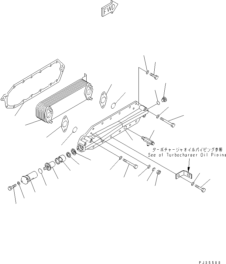 Komatsu parts book diagram for S6D125-1QQ-FA S/N 10001-UP: LUBRICATING OIL COOLER(#28434-)