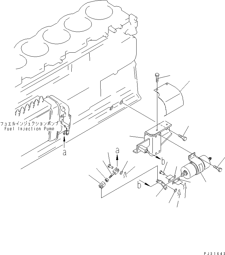 Komatsu parts book diagram for S6D125-1QQ-FA S/N 10001-UP: SOLENOID AND MOUNTING(#28434-)