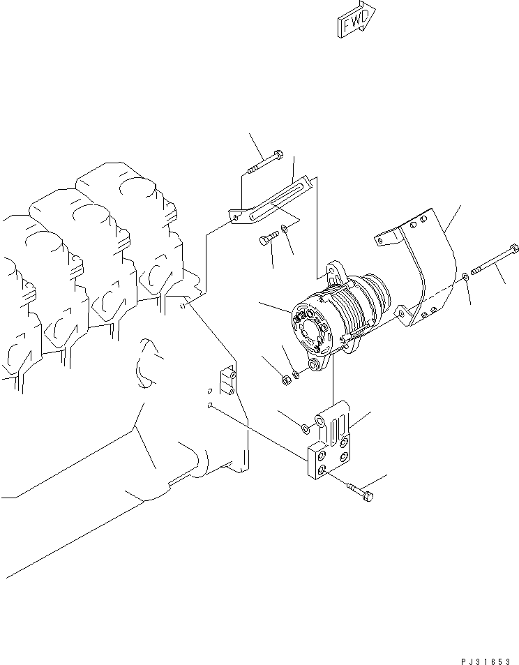 Komatsu parts book diagram for S6D125-1QQ-FA S/N 10001-UP: ALTERNATOR AND MOUNTING(#28434-)