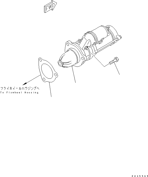 Komatsu parts book diagram for S6D125-1QQ-FA S/N 10001-UP: STARTING MOTOR MOUNTING(#28434-)