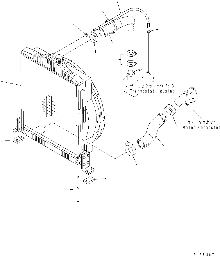 Komatsu parts book diagram for S6D125-1QQ-FA S/N 10001-UP: RADIATOR AND PIPING(#28434-)