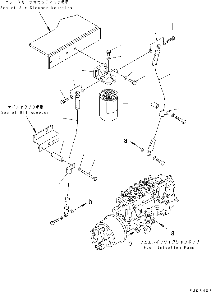Engines Komatsu / S6D125E-2E S/N 60863-UP(s6d1250c) / FUEL FILTER (WITH HEAT RESISTING HOSE)(030790 : A4110-A3H1)
