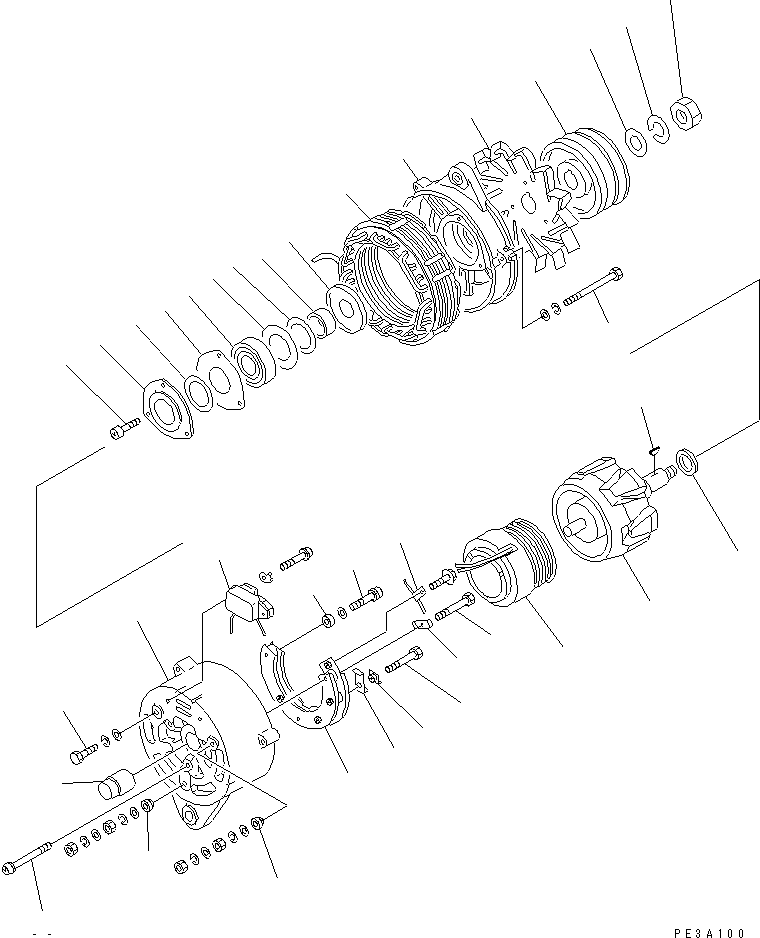 Engines Komatsu / S6D125E-2E S/N 60863-UP(s6d1250c) / ALTERNATER (35A) (WITH NON HARDENING PULLEY) (INNER PARTS)(031040 : A6010-B3H8)