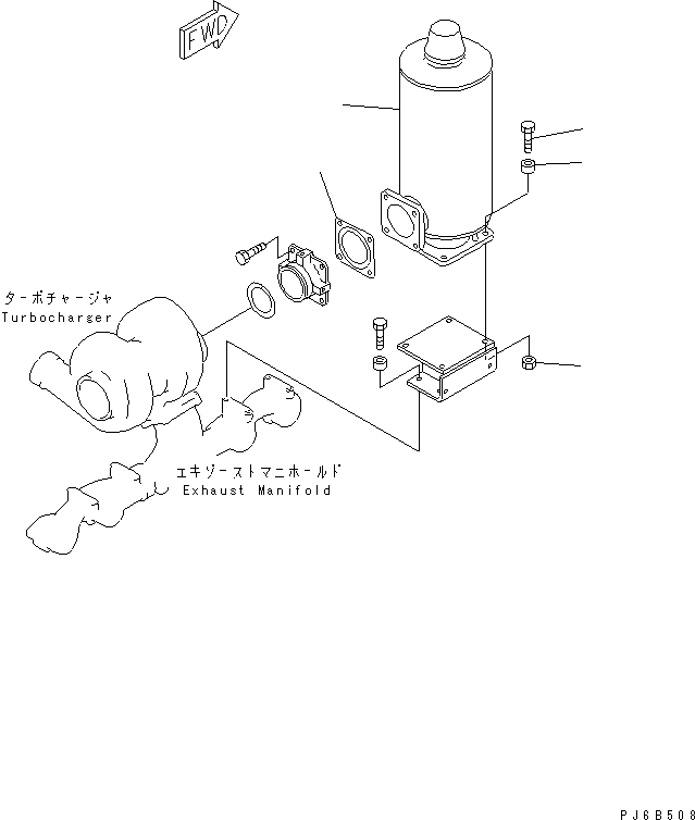 Engines Komatsu / S6D125E-2E S/N 60863-UP(s6d1250c) / MUFFLER (EC. SPEC.)(#81455-)(031600 : B9999-A3H6A)