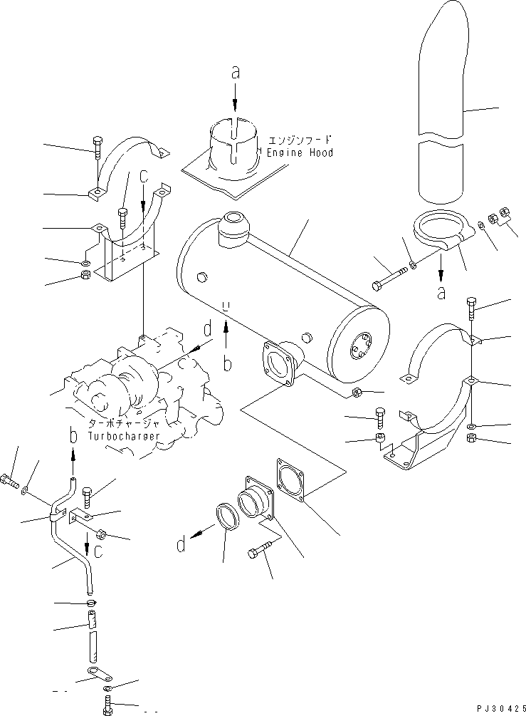 Komatsu parts book diagram for S6D125-1AJ-TN S/N 51975-UP: MUFFLER (CATALYZER TYPE)(#54547-82307)