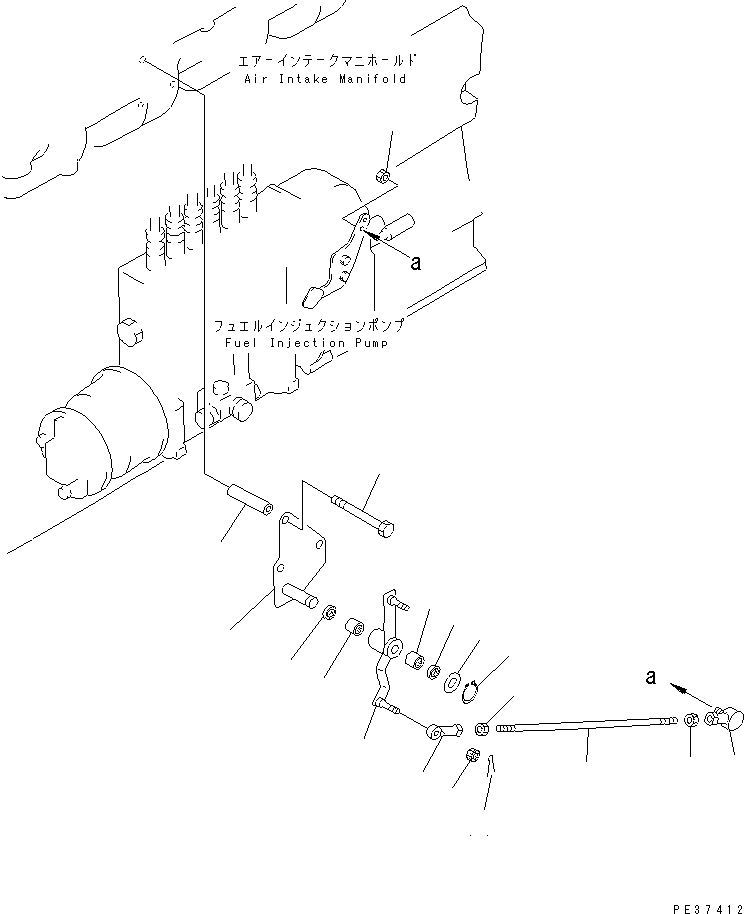 Komatsu parts book diagram for S6D125-1E S/N 10001-UP: FUEL INJECTION PUMP LINKAGE