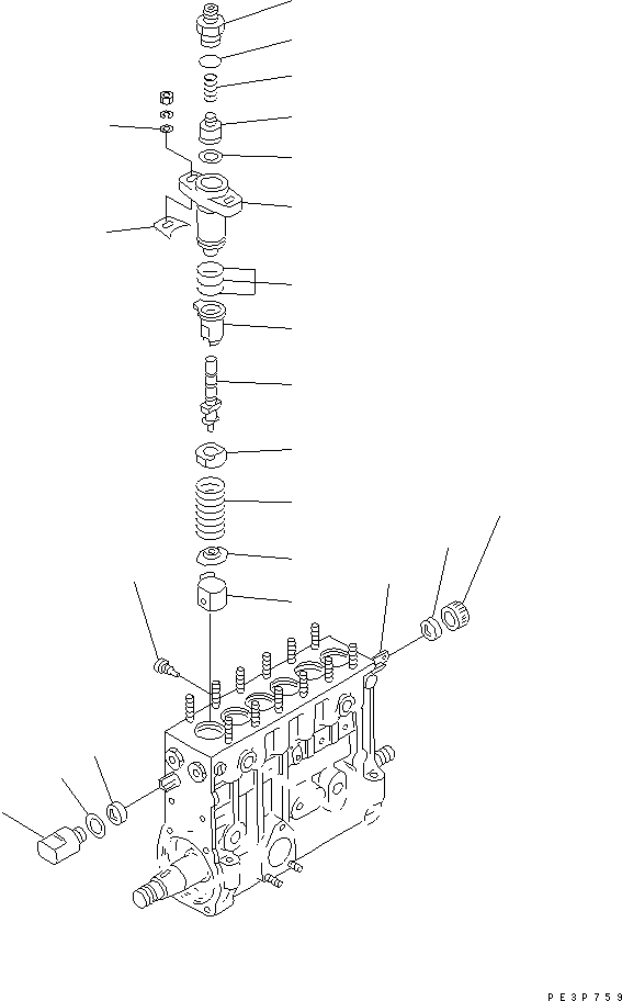 Komatsu parts book diagram for S6D125-1E S/N 10001-UP: FUEL INJECTION PUMP (PUMP) (2/2)(#23193-)