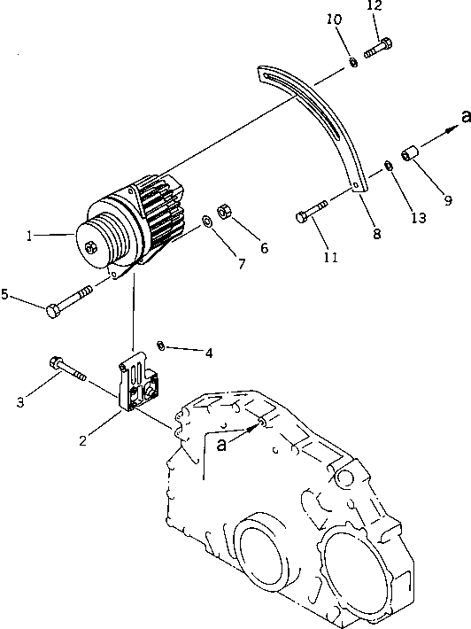 Komatsu parts book diagram for S6D125-1E S/N 10001-UP: ALTERNATOR AND MOUNTING (13A)