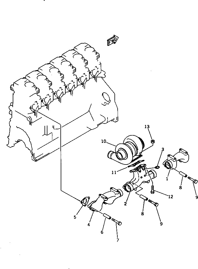 Engines Komatsu / S6D125-1F S/N 10001-UP(s6d125cc) / EXHAUST MANIFOLD AND TURBOCHARGER(030070 : 0151)