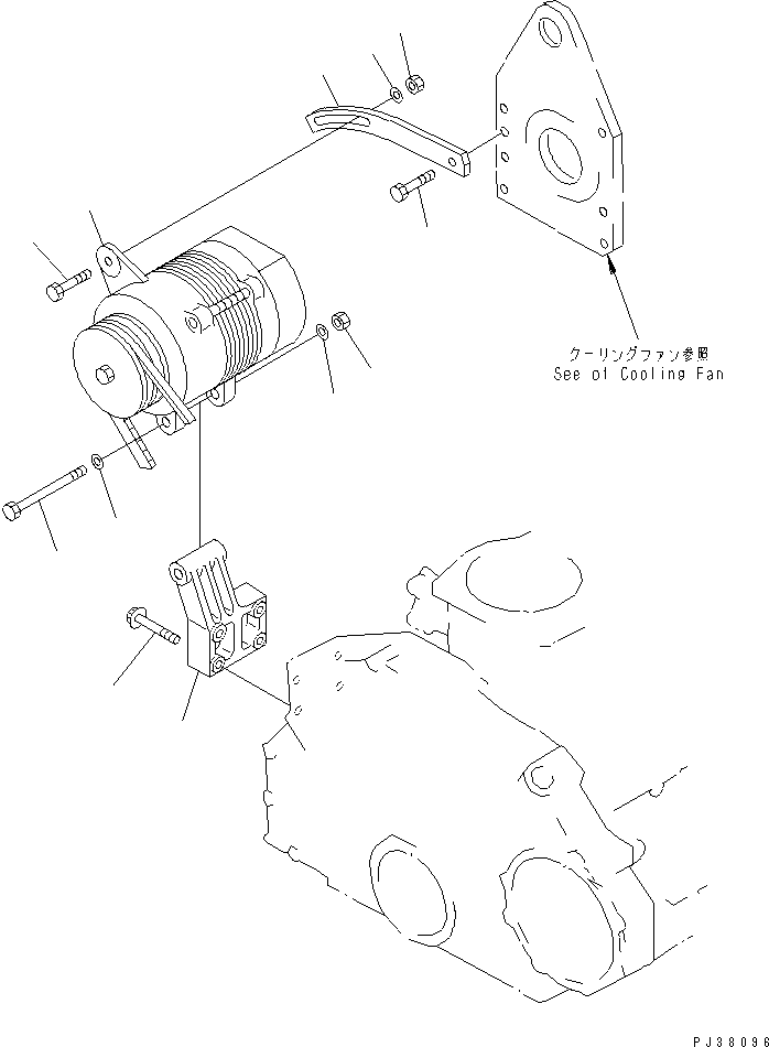 Engines Komatsu / S6D125-1D S/N 10001-UP(s6d125fr) / ALTERNATOR AND MOUNTING (60A)(#11027-39814)(180020 : 0602A)