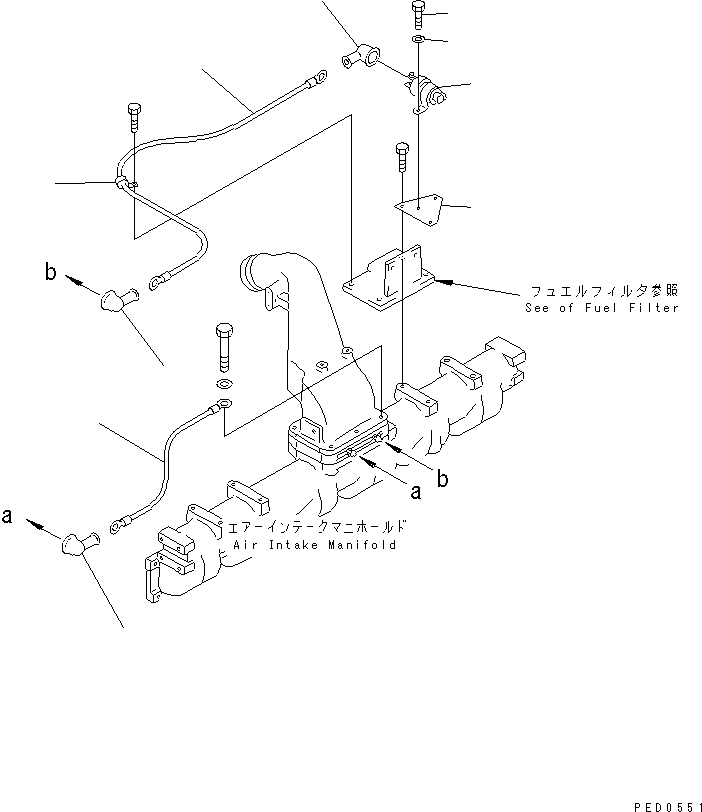 Komatsu parts book diagram for S6D125E-2L S/N 60863-UP: HEATER SWITCH(#65504-71353)