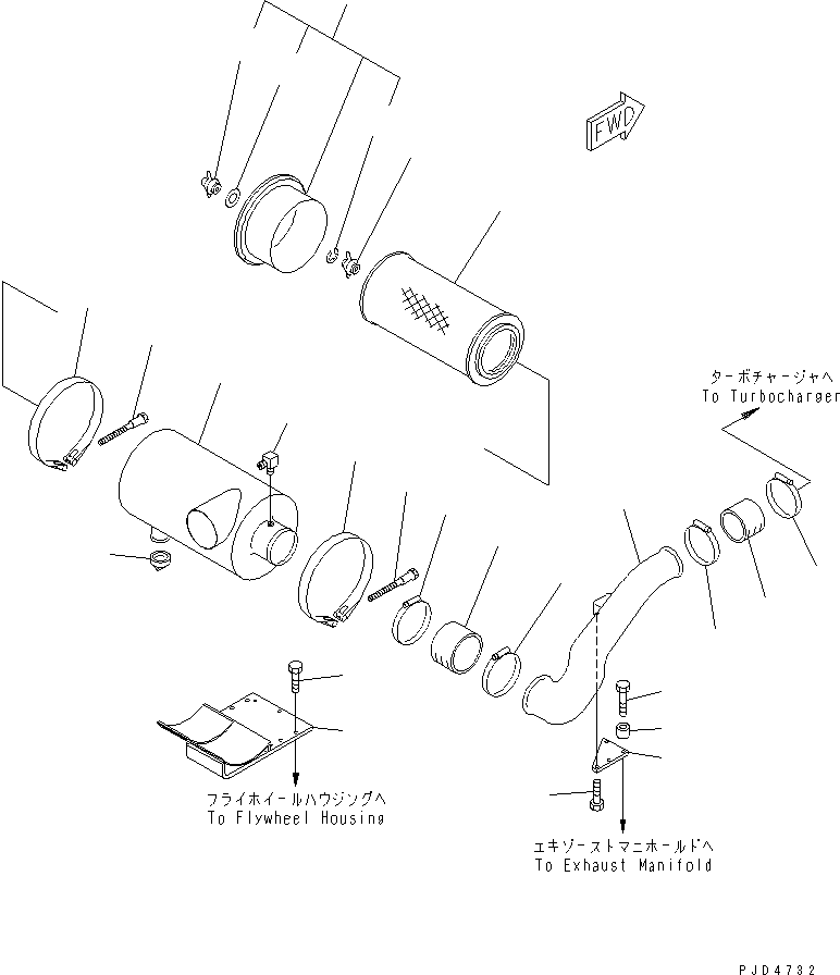 Komatsu parts book diagram for S6D125E-2L S/N 60863-UP: AIR CLEANER(#72115-)