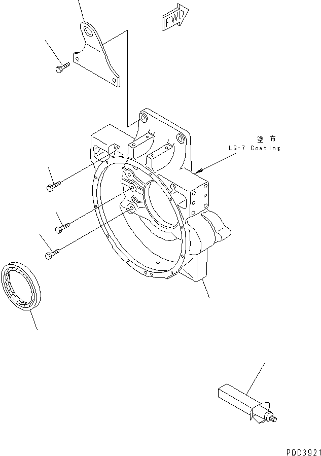 Komatsu parts book diagram for S6D125E-2L S/N 60863-UP: FLYWHEEL HOUSING(#65504-)